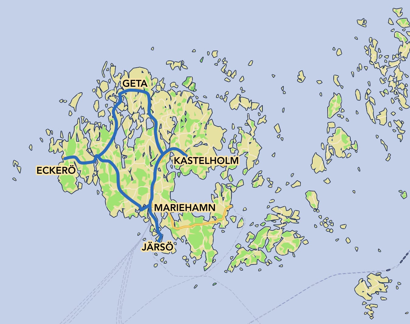 Bike map around mainland Åland