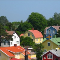 Färgglada hus i Mariehamn