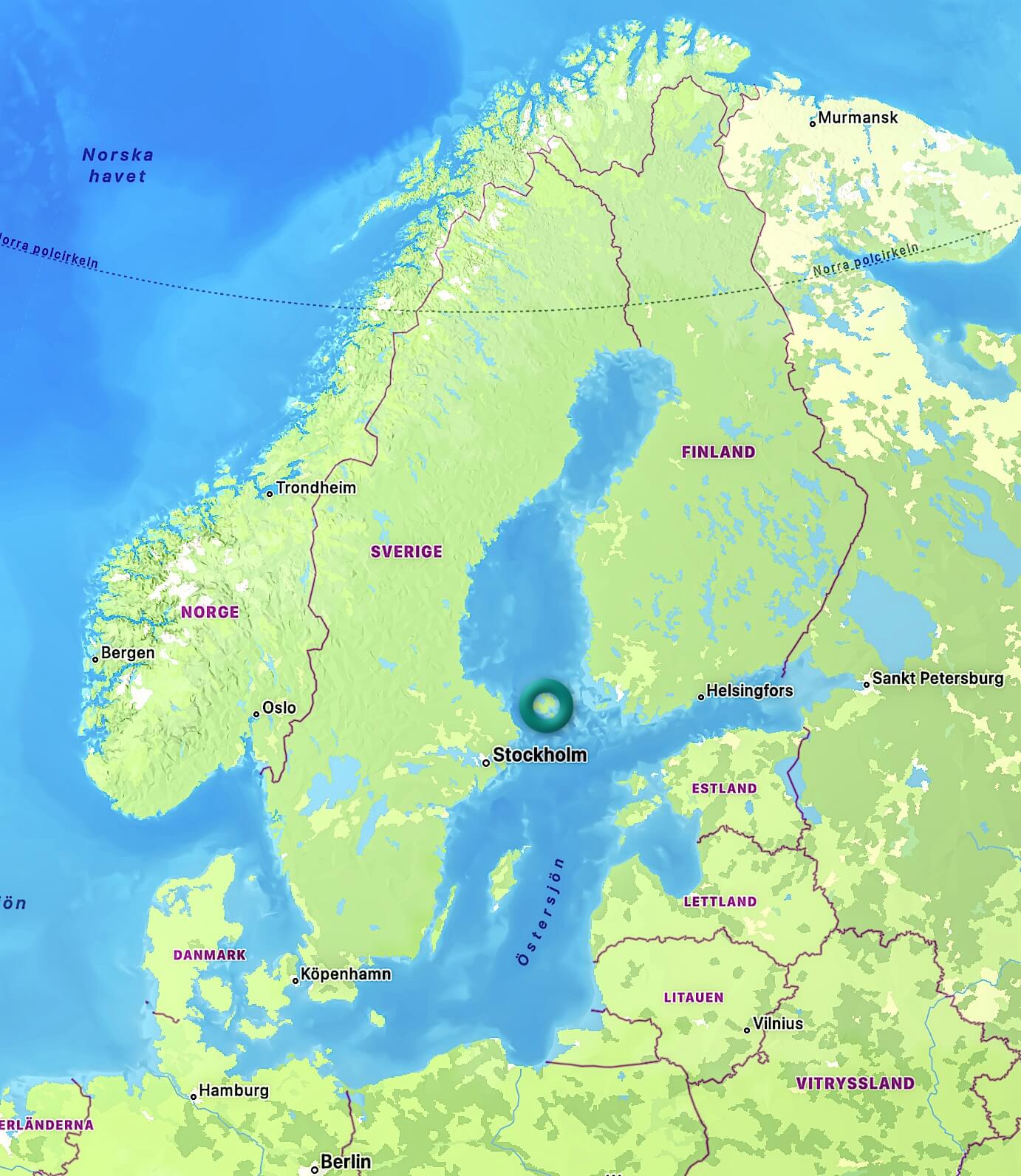 Karta Skandinavien och Åland